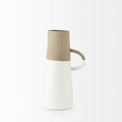 Garand White/Natural Medium Two-Toned Ceramic Jug - Ornate Home