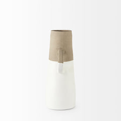 Garand White/Natural Medium Two-Toned Ceramic Jug - Ornate Home