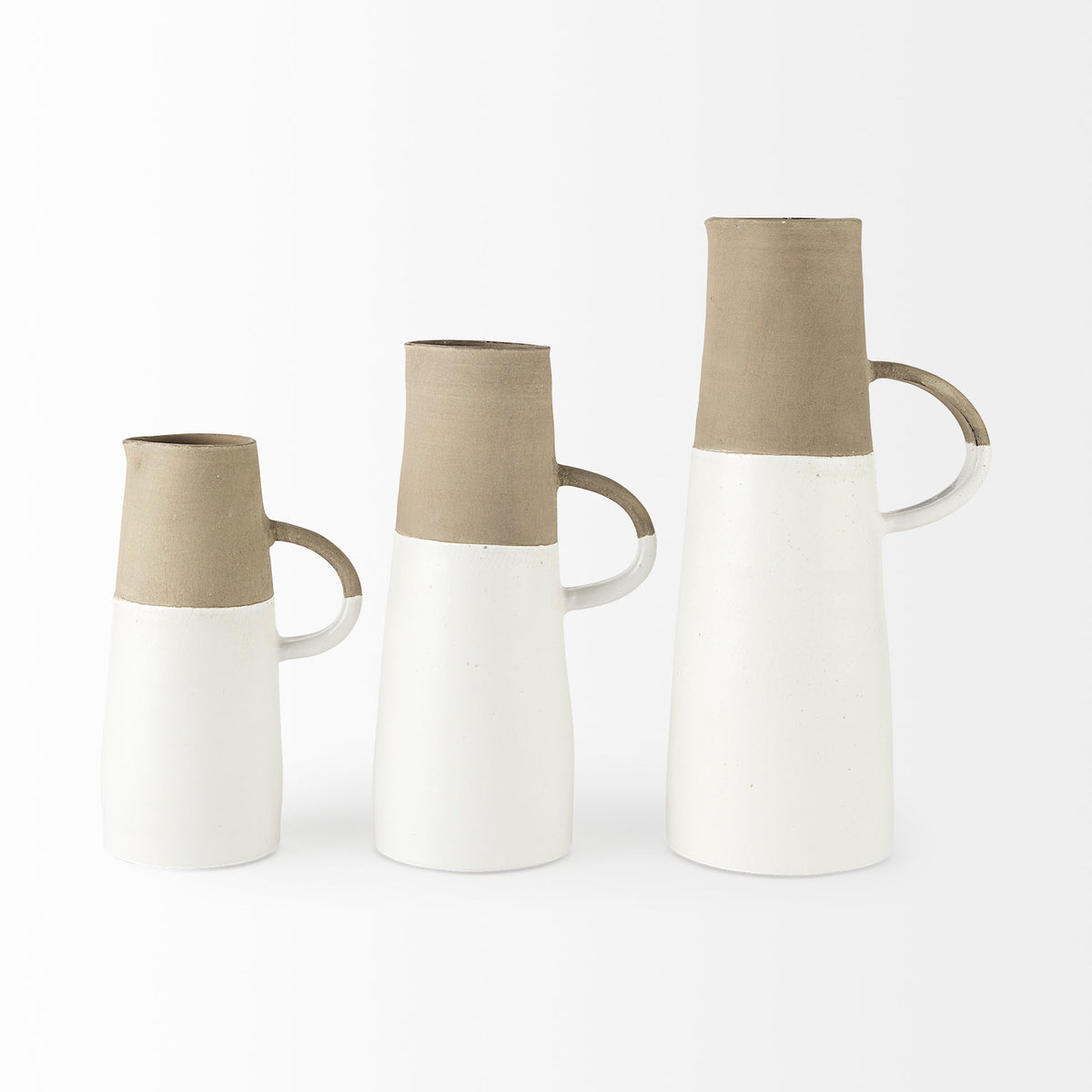 Garand White/Natural Medium Two-Toned Ceramic Jug - Ornate Home