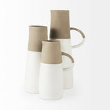 Garand White/Natural Medium Two-Toned Ceramic Jug - Ornate Home