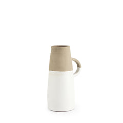 Garand White/Natural Small Two-Toned Ceramic Jug - Ornate Home