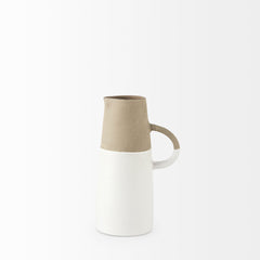 Garand White/Natural Small Two-Toned Ceramic Jug - Ornate Home