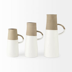 Garand White/Natural Small Two-Toned Ceramic Jug - Ornate Home