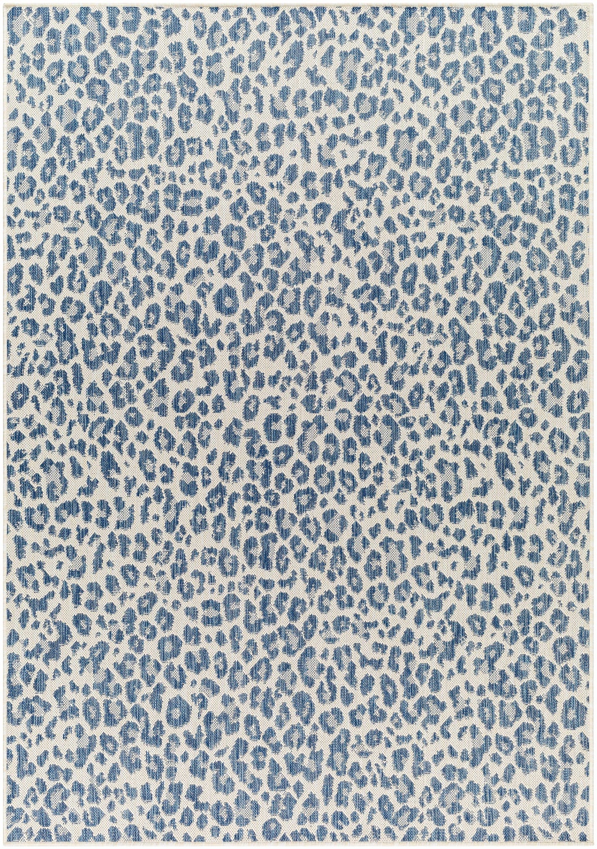Garbo Blue Leopard Print Outdoor Area Rug - Clearance - Ornate Home