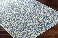 Garbo Blue Leopard Print Outdoor Area Rug - Clearance - Ornate Home