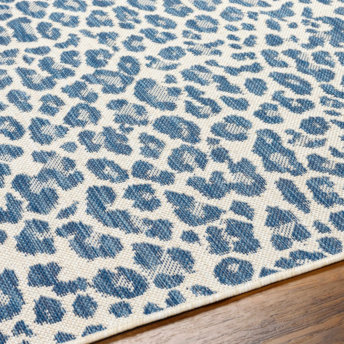 Garbo Blue Leopard Print Outdoor Area Rug - Clearance - Ornate Home