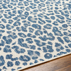 Garbo Blue Leopard Print Outdoor Area Rug - Clearance - Ornate Home
