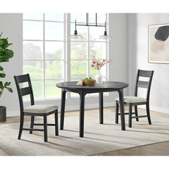 Garcia Black 3PC Dining Set with Round Drop Leaf Table and 2 Chairs - Ornate Home