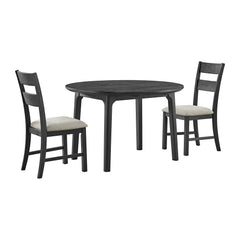 Garcia Black 3PC Dining Set with Round Drop Leaf Table and 2 Chairs - Ornate Home
