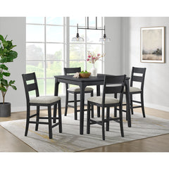 Garcia Black 5PC Counter Set with Table and 4 Chairs - Ornate Home