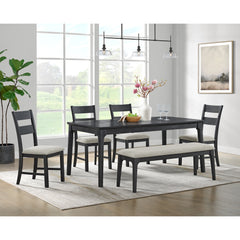 Garcia Black 6PC Dining Set with Table, 4 Chairs, and Bench - Ornate Home