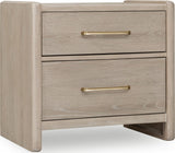 Gardenia Chai Two Drawer Oak Wood Nightstand - Ornate Home
