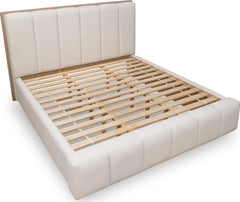 Gardenia Cotton/Chai Wood Frame Upholstered California King Platform Bed - Ornate Home