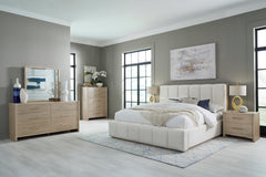 Gardenia Cotton/Chai Wood Frame Upholstered California King Platform Bed - Ornate Home