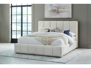 Gardenia Cotton/Chai Wood Frame Upholstered King Platform Bed - Ornate Home