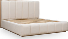 Gardenia Cotton/Chai Wood Frame Upholstered Queen Platform Bed - Ornate Home