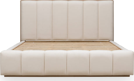 Gardenia Cotton/Chai Wood Frame Upholstered Queen Platform Bed - Ornate Home