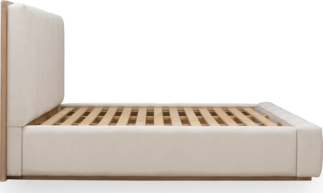 Gardenia Cotton/Chai Wood Frame Upholstered Queen Platform Bed - Ornate Home