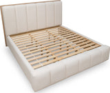 Gardenia Cotton/Chai Wood Frame Upholstered Queen Platform Bed - Ornate Home
