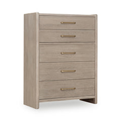Gardenia Five Drawer Oak Wood Chest in Chai - Ornate Home