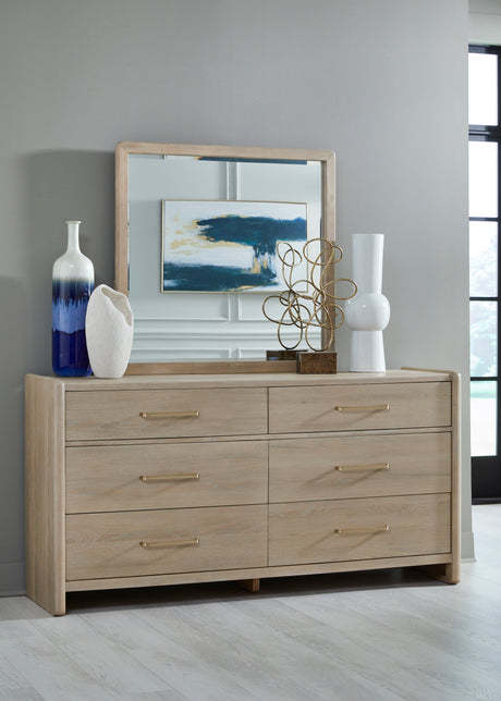 Gardenia Six Drawer Oak Wood Dresser in Chai - Ornate Home