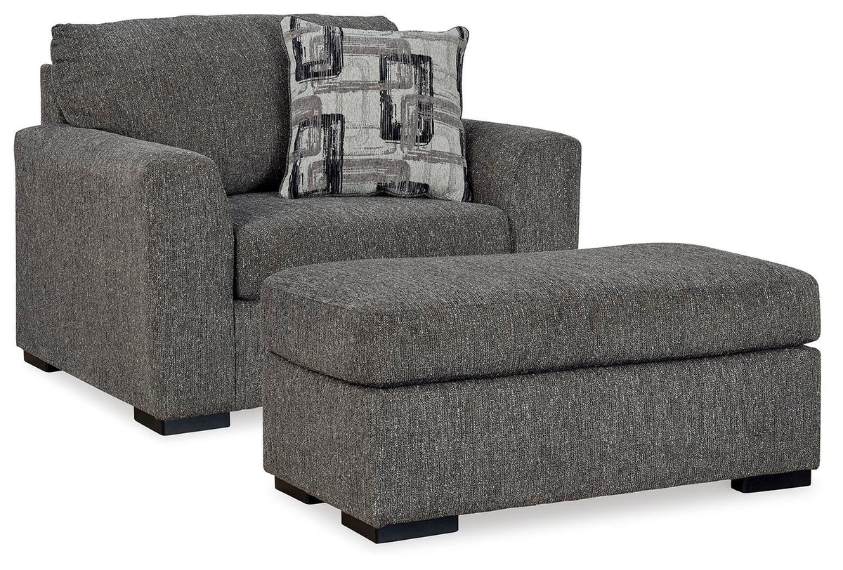 Gardiner Pewter Oversized Chair and Ottoman (Online Special Price) - Ornate Home