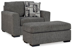 Gardiner Pewter Oversized Chair and Ottoman (Online Special Price) - Ornate Home