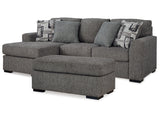 Gardiner Pewter Sofa Chaise and Ottoman - Ornate Home