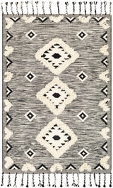 Gardner Cream on Gray Wool Tassel Rug - Clearance - Ornate Home
