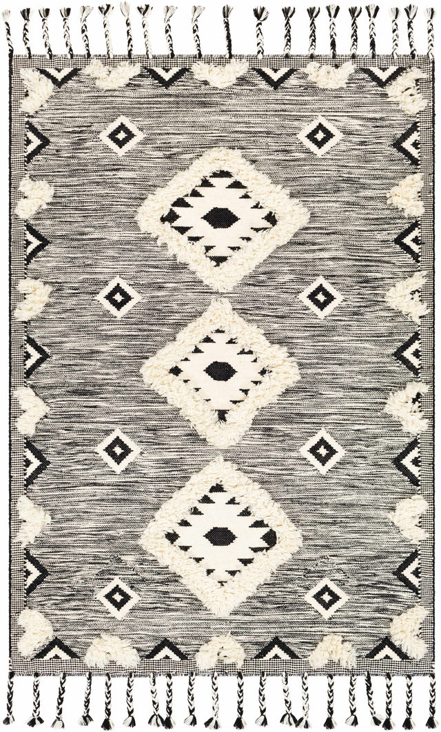 Gardner Cream on Gray Wool Tassel Rug - Clearance - Ornate Home