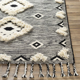 Gardner Cream on Gray Wool Tassel Rug - Clearance - Ornate Home