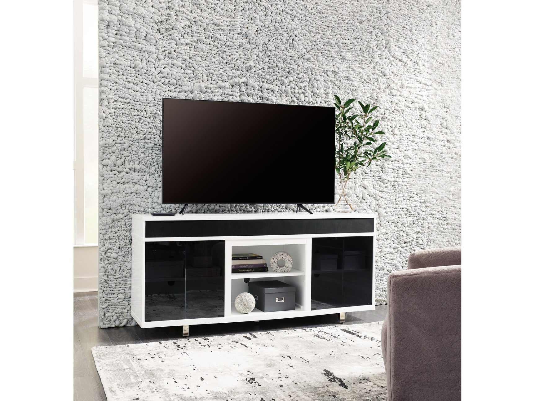 Gardoni White & Black 72" TV Stand (Online Special Price) - Ornate Home