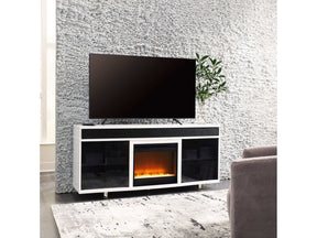 Gardoni White & Black 72" TV Stand w/ Electric Fireplace Insert (Online Special Price) - Ornate Home