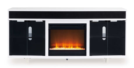 Gardoni White & Black 72" TV Stand w/ Electric Fireplace Insert - Ornate Home