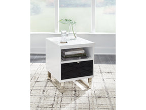 Gardoni White/Black Chairside End Table - Ornate Home