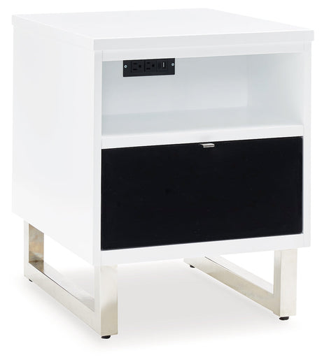 Gardoni White/Black Chairside End Table - Ornate Home