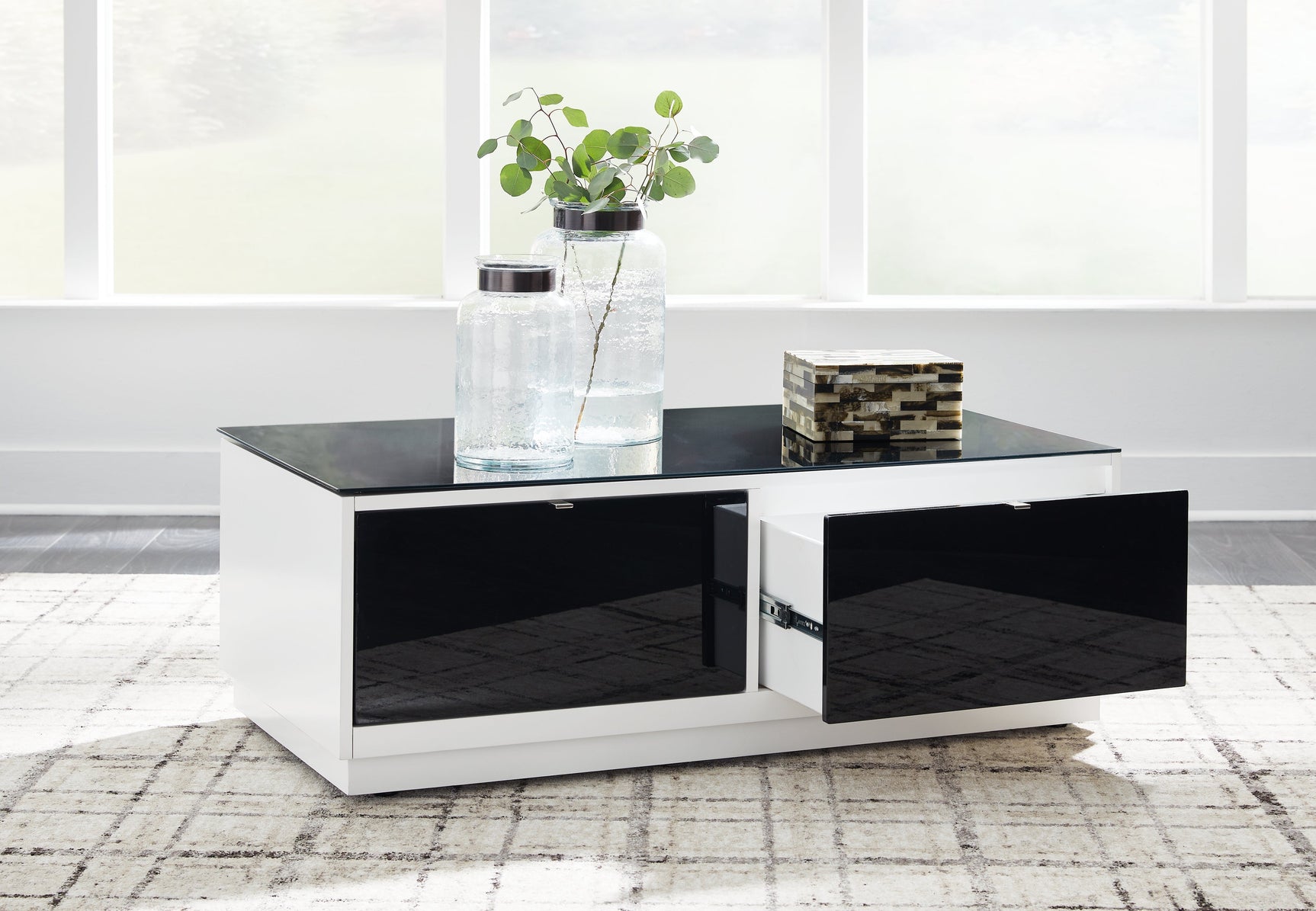 Gardoni White/Black Coffee Table - Ornate Home