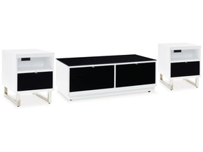 Gardoni White/Black Coffee Table and 2 Chairside End Tables (Online Special Price) - Ornate Home