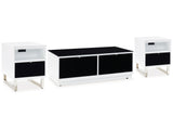 Gardoni White/Black Coffee Table and 2 Chairside End Tables - Ornate Home