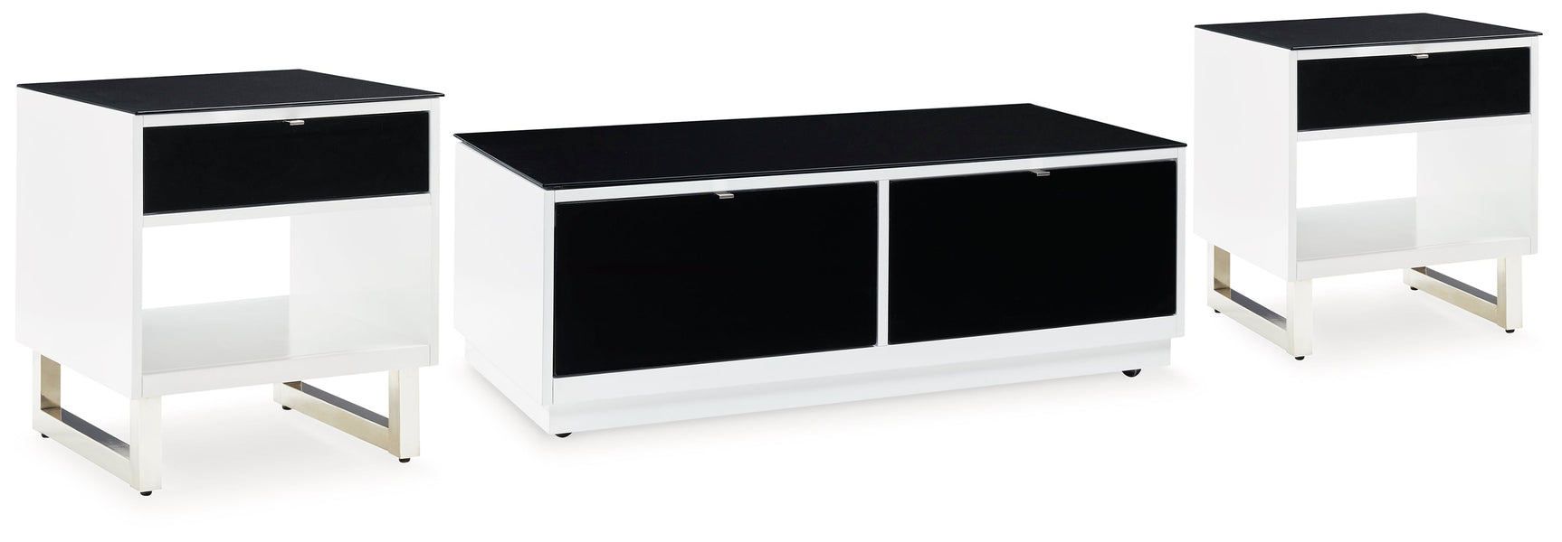 Gardoni White/Black Coffee Table and 2 End Tables (Online Special Price) - Ornate Home