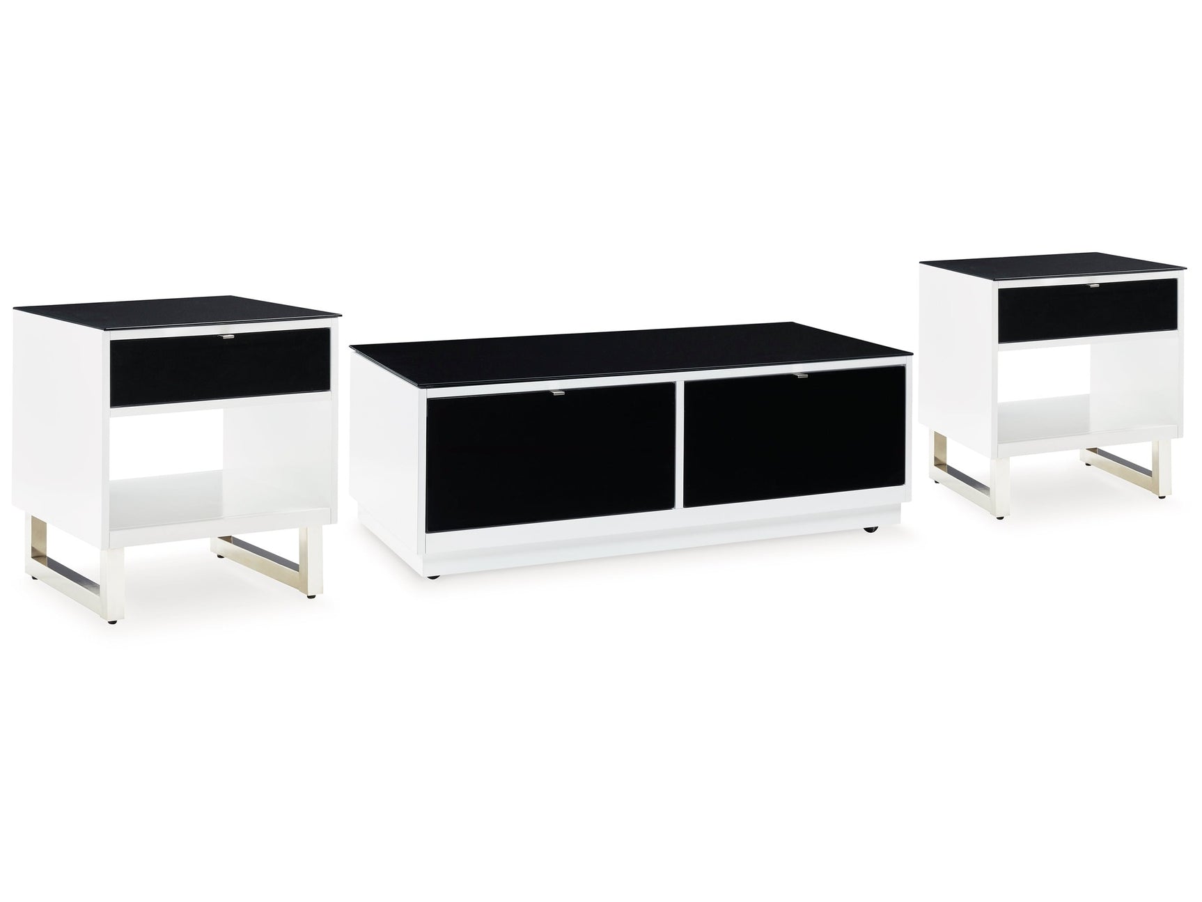 Gardoni White/Black Coffee Table and 2 End Tables - Ornate Home