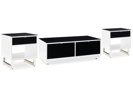 Gardoni White/Black Coffee Table and 2 End Tables - Ornate Home