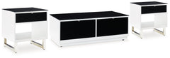 Gardoni White/Black Coffee Table and 2 End Tables - Ornate Home