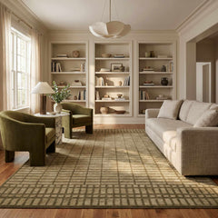 Gareth Olive Grid Area Rug - Ornate Home