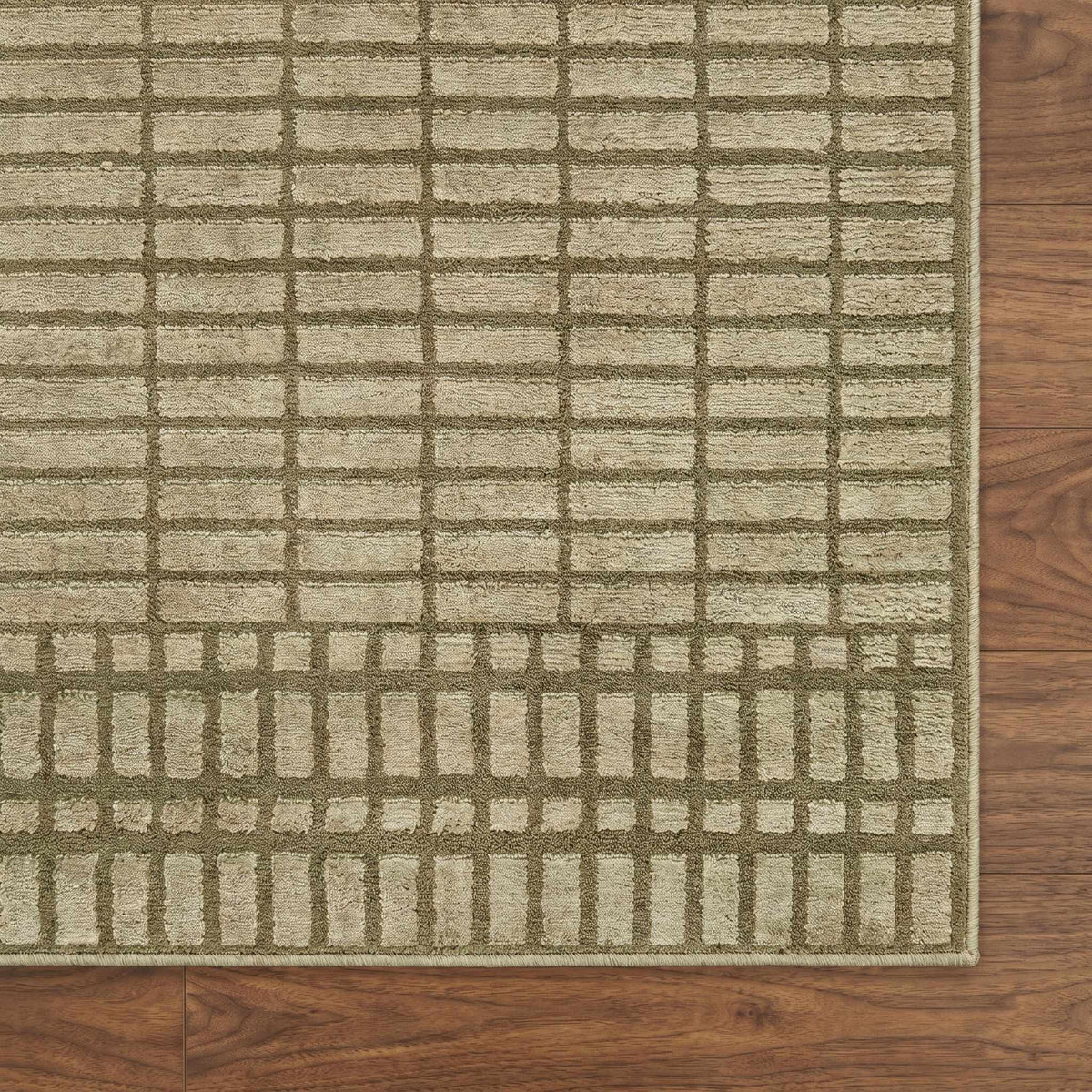 Gareth Olive Grid Area Rug - Ornate Home