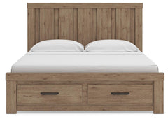 Garistyn Light Brown King Panel Storage Bed - Ornate Home