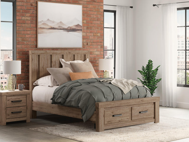 Garistyn Light Brown Queen Panel Storage Bed - Ornate Home