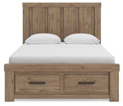 Garistyn Light Brown Queen Panel Storage Bed - Ornate Home
