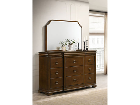 Garland Brown Cherry 11-drawer Bedroom Dresser with Mirror - Ornate Home