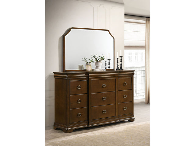 Garland Brown Cherry 11-drawer Bedroom Dresser with Mirror - Ornate Home